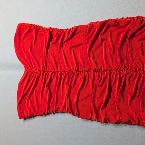 Uptown Elegant Orange Strapless Midi Dress Size Medium - Picture 2 of 4